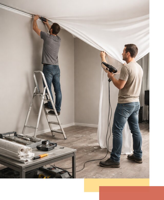 Монтаж натяжного потолка в студии в Дмитрове