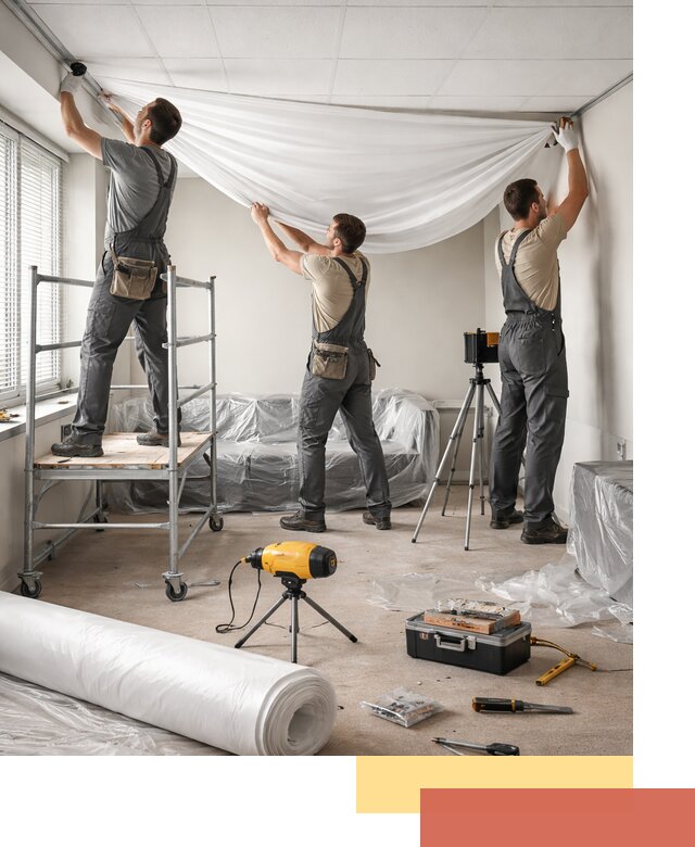 Монтаж натяжного потолка в офисе в Дмитрове