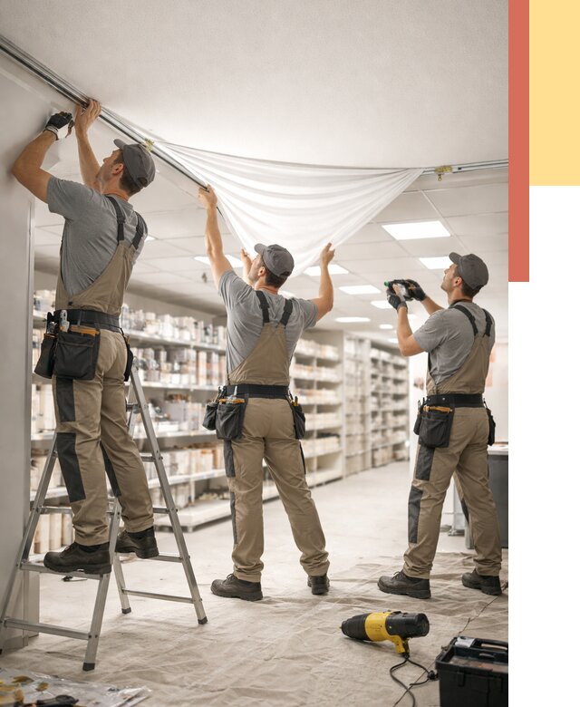 Монтаж натяжного потолка в магазине в Дмитрове от 4824 руб. быстро и недорого | ОТДЕЛОЧНИК-Дмв