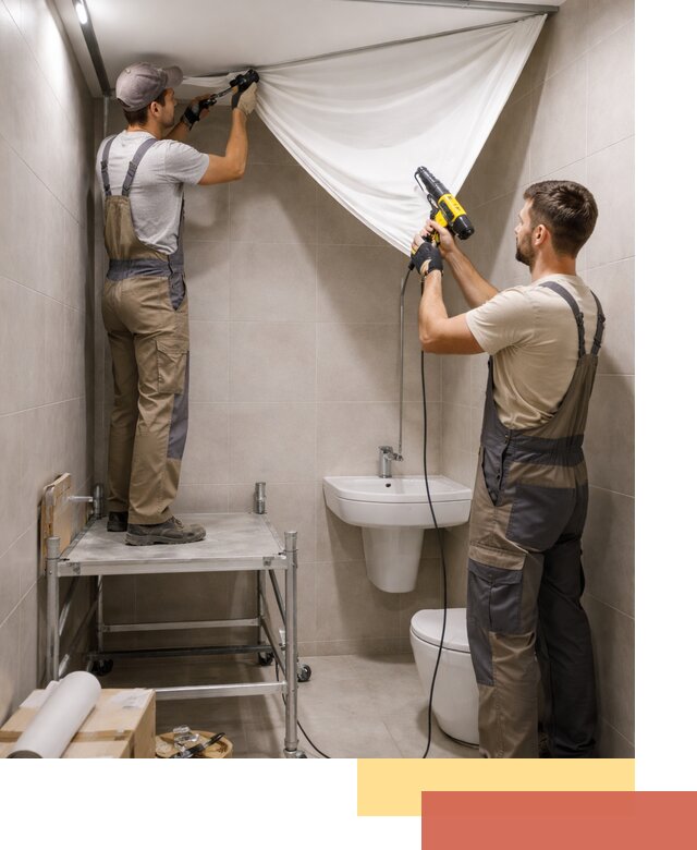 Монтаж натяжного потолка в санузле в Дмитрове