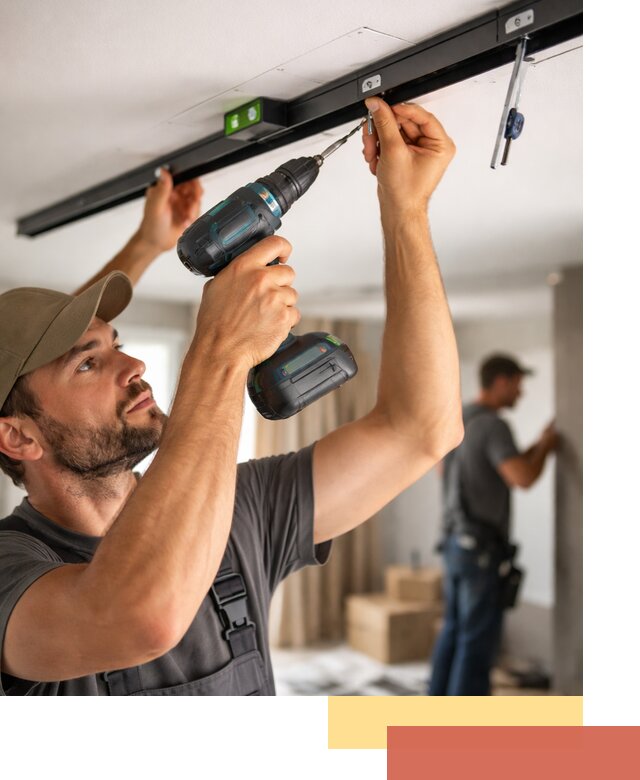 Установка трековых светильников в натяжной потолок в Дмитрове