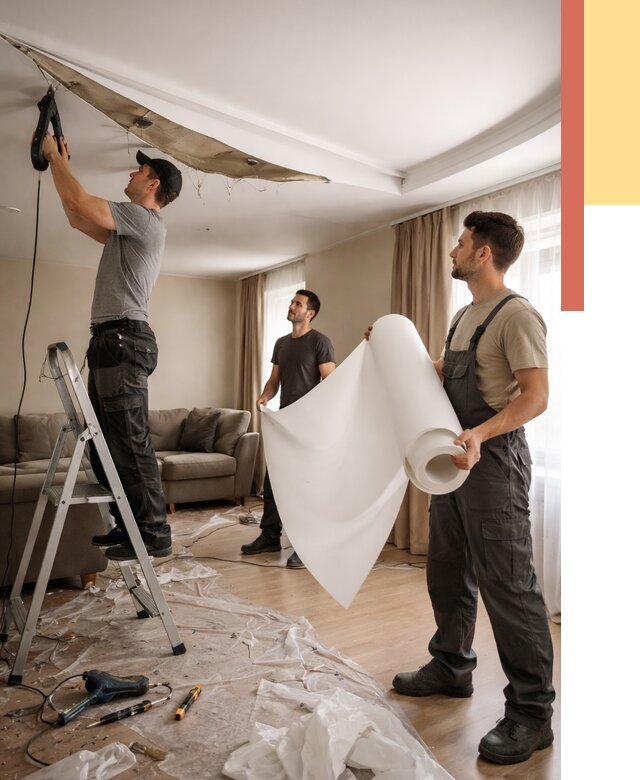 Замена полотна натяжного потолка в Дмитрове от 10184 руб. быстро и недорого | ОТДЕЛОЧНИК-Дмв