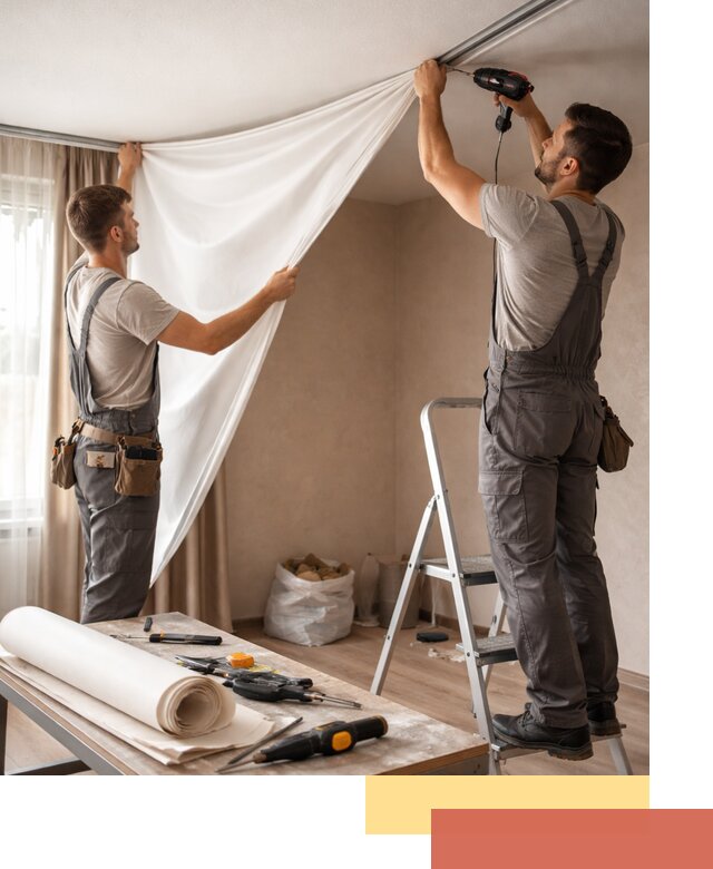 Замена полотна натяжного потолка в Дмитрове быстро и качественно