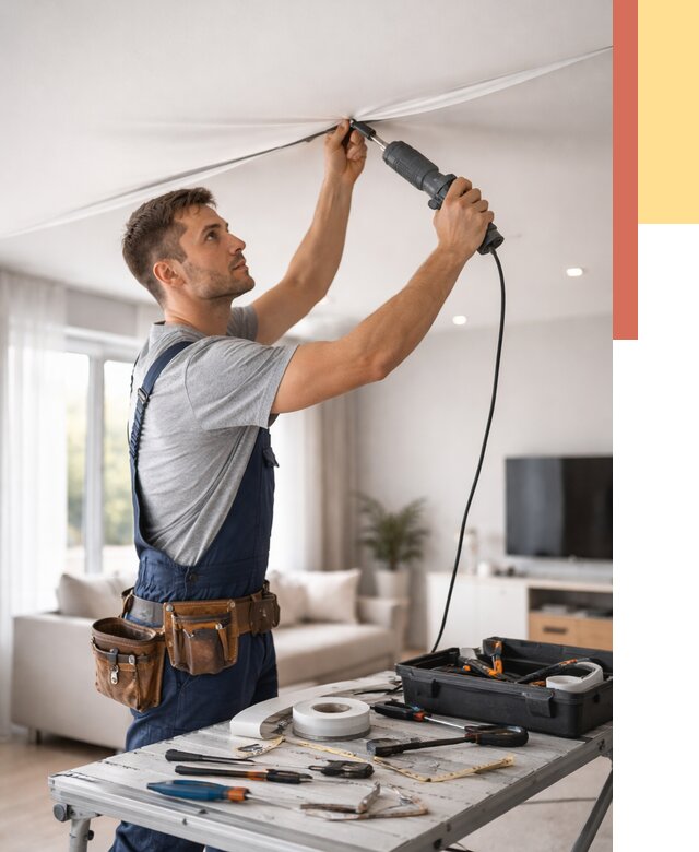 Ремонт натяжных потолков в Дмитрове от 10184 руб. под ключ — ОТДЕЛОЧНИК-Дмв