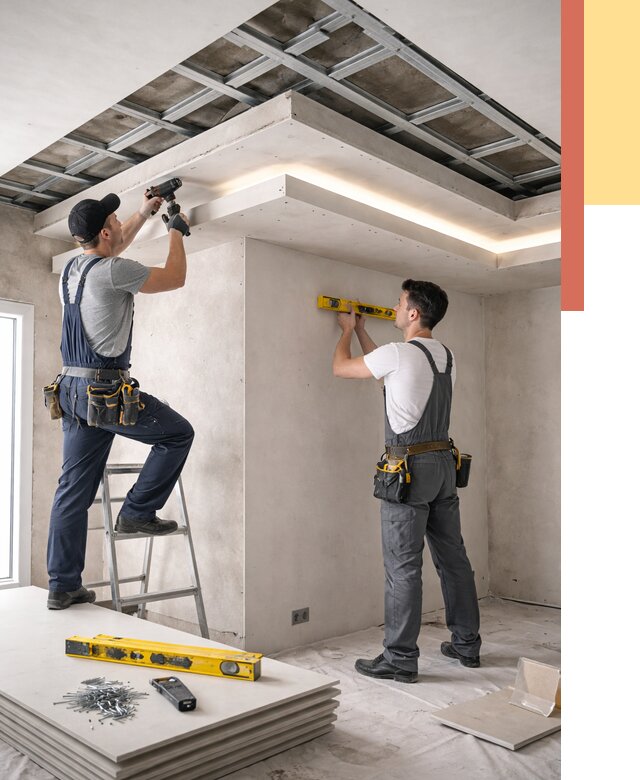 Двухуровневый потолок из гипсокартона в Дмитрове от 1554 руб. под ключ | ОТДЕЛОЧНИК-Дмв