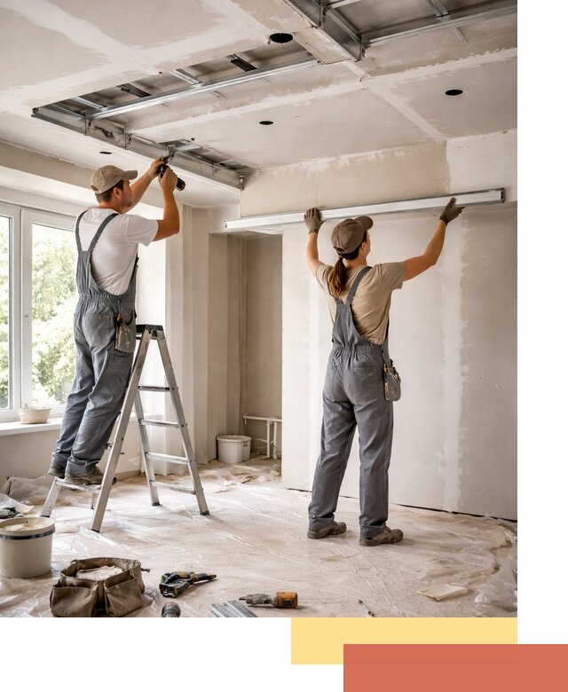 Монтаж многоуровневого потолка из гипсокартона в Дмитрове