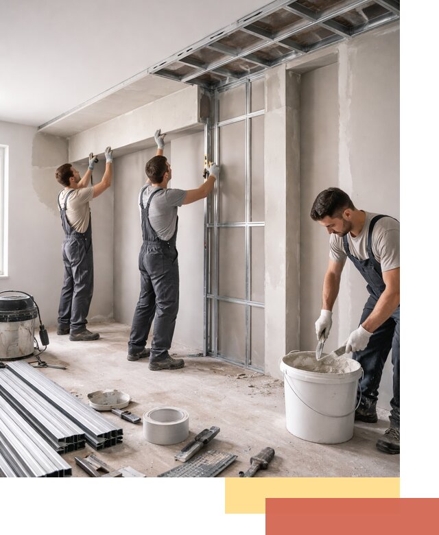 Монтаж потолка из гипсокартона с нишей в Дмитрове