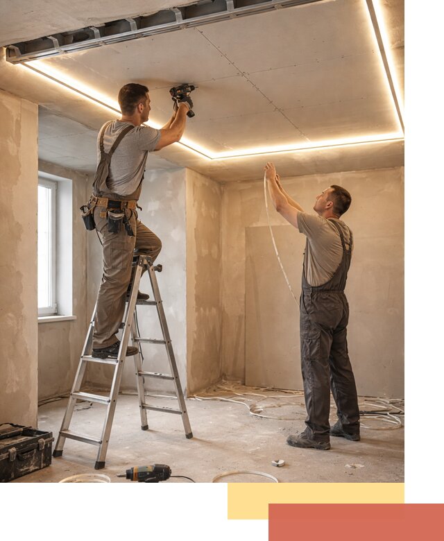 Потолок из гипсокартона с подсветкой в Дмитрове