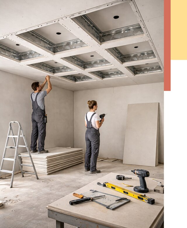 Кессонный потолок из гипсокартона в Дмитрове от 1983 руб. — монтаж и под ключ | ОТДЕЛОЧНИК-Дмв