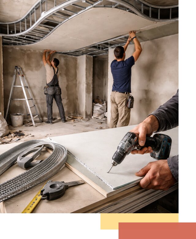 Криволинейный потолок из гипсокартона в Дмитрове — монтаж и отделка