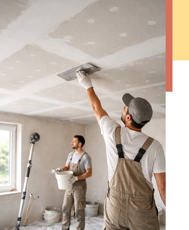 Шпаклевка потолка из гипсокартона в Дмитрове от 3430 руб./м2 — услуги под ключ | ОТДЕЛОЧНИК-Дмв