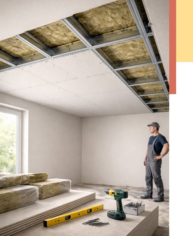 Звукоизоляция потолка ГКЛ в Дмитрове от 1018 руб. — монтаж под ключ | ОТДЕЛОЧНИК-Дмв