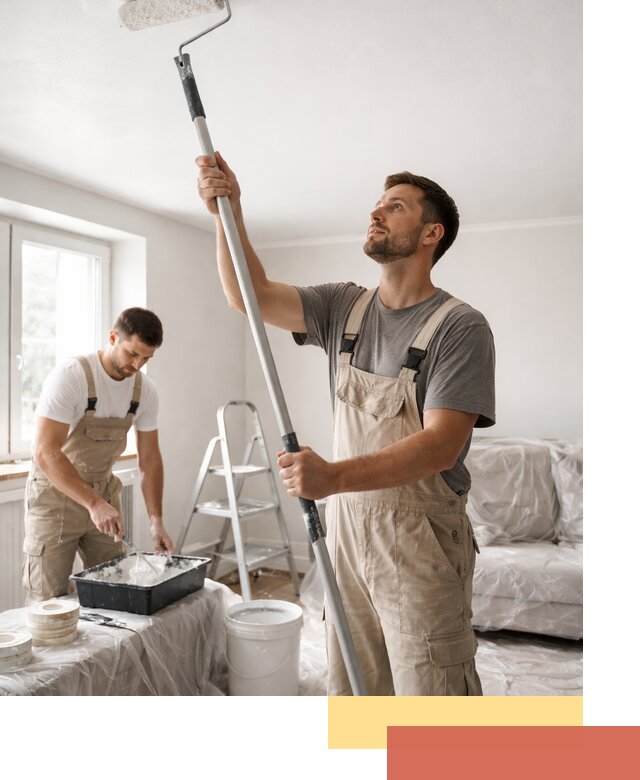 Покраска потолка водоэмульсионной краской в Дмитрове