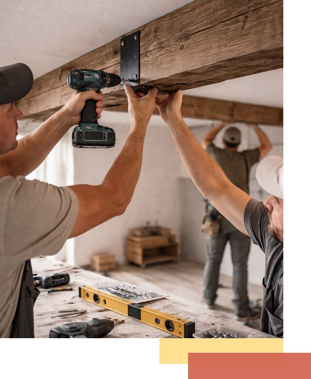 Монтаж декоративных потолочных балок в Дмитрове